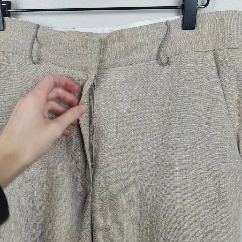 COS Linen Wide Leg Trousers Womens‎ 8 Beige Trousers Minimalist Preppy